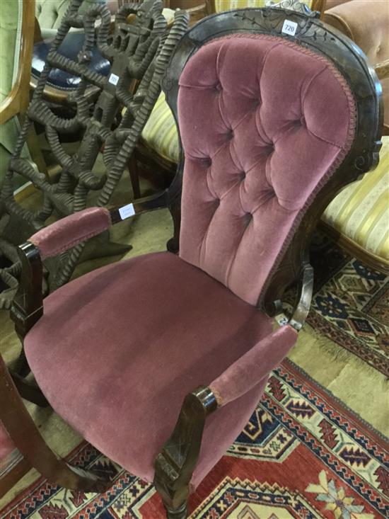 Victorian spoonback armchair